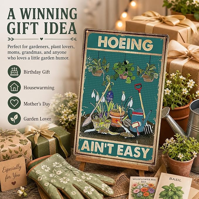 Artlunar Funny Garden Sign Outside Decor - Humorous Gardening Gift for Women Enthusiasts, 12" x 8" (980)