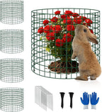 4 Pack Plant Protectors from Animals, 12''x12'' Metal Plant Cages for Outdoor Plants, Garden Plant Protector with Stakes & Zip Ties, Keep Rabbits Squirrels Out, Plant Cage for Flowers Vegetables