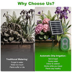 50FT Automatic Solar Drip Irrigation System, Solar Automatic Plant Waterer Kit, Supported 15 Pots, Indoor/Outdoor Irrigation Kit for Garden, Balcony & Patio Vacation Free