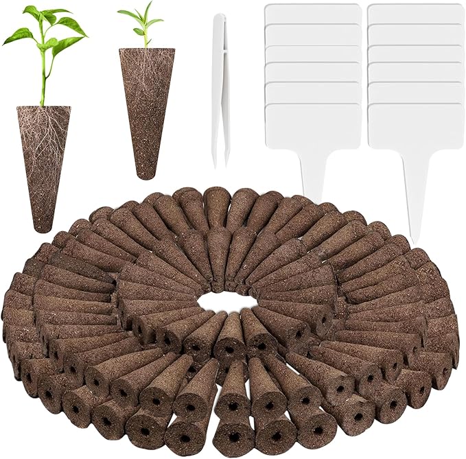 Tigvio 133-Pack Hydroponic Grow Sponges kit - Replacement Seed Starter Pods Compatible with AeroGarden - Boost Root Growth - Ideal for Indoor Gardening - Includes 12 Tags & 1 Tweezer (133pack)