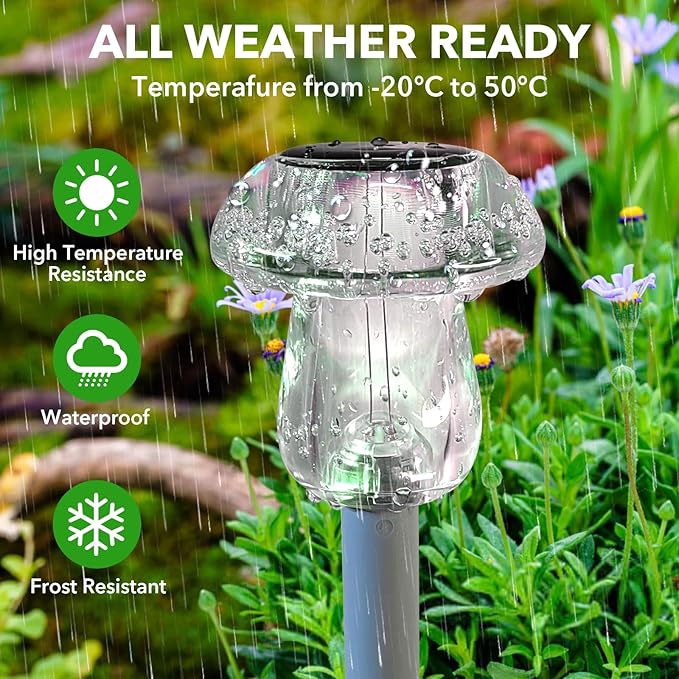 Benany Solar Lights Outdoor, 16 Pack Mushroom Lights Outside Waterproof, Solar Powered LED Lighting for Garden, Yard, Landscape, Path, Pathway, Lawn, Walkway, Driveway, Backyard Decor (Warm White)
