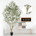 FEELEAD Faux Olive Tree 9ft - Realistic 9 Feet (108in) Artificial Olive Tree, Fake Olive Tree with Lifelike Leaves & Textured Branches, Olive Trees Artificial Indoor for Living Room, Office