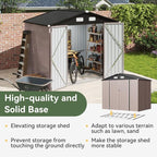 Aoxun 8'x6' Outdoor Storage Shed with Base Galvanized Steel Metal Garden Shed for Patio, Lawn & Garden Brown