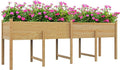 Outsunny Wooden Raised Garden Bed with Legs, Large Elevated Planter Box with Bed Liner and Drain Holes for Vegetables Flowers Herbs, Outdoor and Indoor, 7.4' x 1.8' x 2.6', Natural Wood