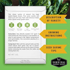 Viroflay Spinach Seeds for Planting – Giant Heirloom Variety with Tender Sweet 10" Leaves – Fast Growing Cold Tolerant Leafy Green – Survival Garden Seeds (1 Pack)