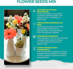 2200+ Mixed Flower Combo Seed Pack for Your Home Garden, 40+ Variety Flower, Including Petunia, Zinnia, Sunflower and More, Attracts Pollinators, Non- GMO and Heirloom