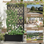 Metal Planter Box with Trellis,72"x35"x15",Galvanized Raised Garden Bed Trellis Outdoor Planter with Privacy Screen & Wheels and Drainage Holes,for Patio Climbing Vegetables,Flowers,Vines,Black