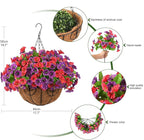 Homsunny Artificial Fake Hanging Flowers with Basket for Outdoors, Faux Silk Petunias Flower Spring Summer Decor UV Resistant Look Real Outside Patio Front Porch Decorations