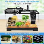 GOZILLA Turtle Tank Kit(Tank+Lamp+Filter), Upgrade PC Turtle Tank Starter Kit with Adjustable Lamp & Filter, Reptile Hideout Habitat with Lid for Small Reptiles.(15.75 × 7.9 × 9''/Black Kit)