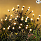 Solar Garden Lights, LED Swaying Solar Lights Outdoor Waterproof, Warm White Firefly Outdoor Decorative Lights, Garden Decor, Yard, Patio, Pathway Decoration Gardening Gifts (4 Pack)