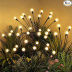 Solar Christmas Decorations, 50 LED Firefly Solar Christmas Lights Outdoor Waterproof, Garden Lights for Yard Porch Patio Decor (5 Pack)