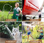RESTMO Metal Watering Wand, Heavy Duty Garden Hose Wand with 180° Swivel Ratcheting Head, 16'' Hose Nozzle Sprayer with 7 Spray Patterns and Flow Control, for Water Hanging Baskets and Shrubs, Gold