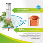 BioGreen Plant Self-Watering Stakes Hydro Wine | Irrigation Ø 19.6 inches | Clay Spikes for Wine-/PET-Bottles up to 3.1 Cups | Terracotta | 4 Pcs
