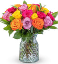 Benchmark Bouquets - Roses Bouquet Assorted Colors - Fresh Flowers for Delivery - Two Dozen Long Stem Roses - Mothers Day Gifts for Mom - Mothers Day Flowers for Mom (Glass Vase Included)