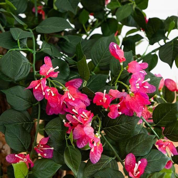 Nearly Natural 42in Artificial Bougainvillea Tree, Faux Flowering Plant With Planter, Indoor Home Office Decor, Low Maintenance, Pink and Green