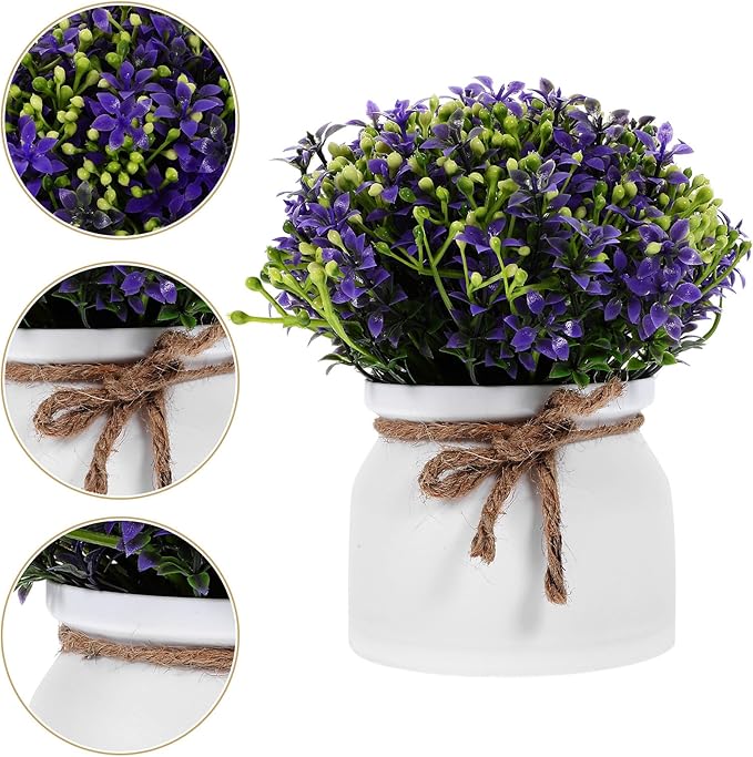 Hemobllo Artificial Orchid Bonsai Purple Fake Potted Plant Simulation Flower Decor for Home Living Room Desktop Decoration