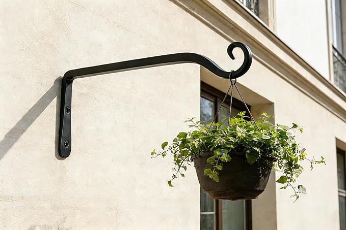 Gtongoko 2 Pack 10 Inch Metal Plant Hangers Wall Hooks for Hanging Plant Brackets, Outdoor Hooks for Hanging Bird Feeders, Flower Baskets, Lanterns, Wind Chinme, Solar Lamps