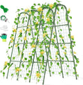 Miory Cucumber Trellis, 63" Tall U Shape Trellis for Raised Bed, Garden Arch Trellis for Climbing Plants Outdoor, Plant Support for Vegetables Vines, Steel with PE Coated (48“Lx32”Wx63“H)