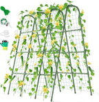 Miory Cucumber Trellis, 63" Tall U Shape Trellis for Raised Bed, Garden Arch Trellis for Climbing Plants Outdoor, Plant Support for Vegetables Vines, Steel with PE Coated (48“Lx32”Wx63“H)