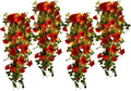 RECUTMS Hanging Rose Flowers Artificial Vines for Outdoors with 30 LED Fairy String Lights Indoor Home Garden Wall Wedding Valentines Day Decorations Rose (Red)