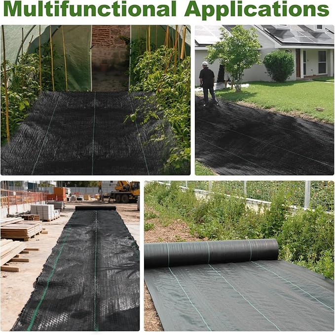 Approx.3.3FT×13FT Weed Barrier Fabric,Landscape Fabric,3.2oz Weed Barrier Fabric Heavy Duty,Weed Control Garden Cloth,Woven Geotextile Fabric for Garden Beds, Underlayment, with 4 U-Securing Pegs