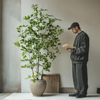 Bailikang Artificial Ficus Tree Indoor 6ft, Large Potted Faux Tree with Realistic Silk Leaves & Trunk for Home Office, Living Room Corner Decor