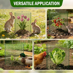 Uyittour 10 Pack Plant Protectors from Animals, 12" x 12" Round Metal Wire Garden Plant Cages to Keep Animals Out, Rabbit Proof Protection for Vegetables & Flowers with Stakes, Zip Ties & Gloves