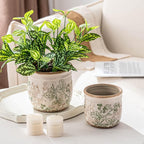 SURE YUESI for Mom from Daughter or Son, Set of 2 Ceramic Planters 4.7” & 5.7”, Vintage Indoor Plant Pots Without Drainage Hole, Pastoral Rustic Decorative Planters for Flowers & Home Decor