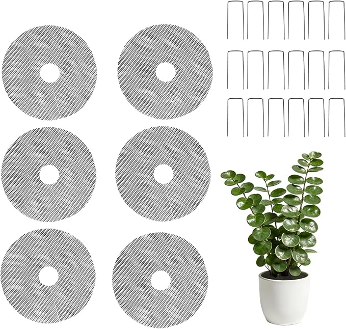 6 Pcs 15.7 Inch Plant Pot Grids-Cuttable Plant Pot Soil Covers Protectors from Animals-Indoor Round Planter Pots Soil Guard for Outdoor Garden Plants Protection,Adapts to Different Pot Sizes