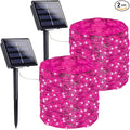 Extra-Long 144FT Solar String Lights for Outside, 2 Pack 400LED Solar Valentine's Day Lights Outdoor Waterproof, Copper Wire 8 Modes Fairy Twinkle Solar Lights for Tree Garden Party Xmas (Pink)