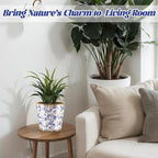 Beeveer Farmhouse Ceramic Planter 5.5 Inch Large Plants Pot Crack White Blue Flowers Plant Pots with Drainage Hole Indoor Plants Kitchen Rustic Antique Decor Gift