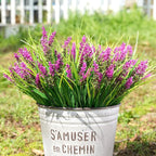 20 Bundles Artificial Plants Outdoor, UV Resistant Fake Flowers， Realistic Faux Lavender Shrubs for Porch Garden Window Box Home Decoration (Rosy)