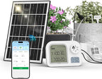 Raddy WS-74 Solar Drip Irrigation System with Smart APP Control, IPX7 Waterproof, Adjustable Soil Moisture Sensor, 2600mAh Battery, Automatic Watering Kits for Indoor Outdoor 15 Potted Plants