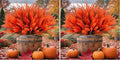 Geegoods 24 Bundles Artificial Fall Flowers Outdoor – Faux Lavender Flowers with Monkey Grass UV Resistant Plastic Faux Plants for Garden Porch Patio Home Decor, Autumn-red Color (Pack of 2)