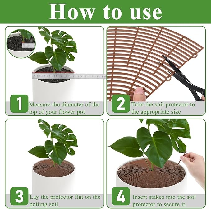 3 Packs Plant Pot Grid Cover Protectors from Animals,20.8 Inch Soil Protector Covers, Cuttable Flower Pot Grid with 12 Stakes, Keep Cats Out of Potted Plants