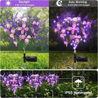 Solar Garden Lights Outdoor, 4 Pack Purple Lavender Solar Butterfly Lights Gardening Gifts for Women,Artificial Flowers Light Purple Halloween Garden Decor for Patio Yard Lawn Christmas
