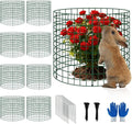 8 Pack Plant Protectors from Animals, 12''x12'' Metal Plant Cages for Outdoor Plants, Garden Plant Protector with Stakes & Zip Ties, Keep Rabbits Squirrels Out, Plant Cage for Flowers Vegetables