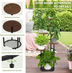 TOSKING 5 Tier Thickened Metal Plant Stand Indoor,Plant Shelf, Corner Shelf, Flower Pot Stand for Multiple Plants, Indoor Plants Tiered Stand for Living Room Balcony Garden Patio Bedroom (Black and Brown, 42in)