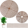 Newtay 2 Pcs Plant Pot Grid Soil Protector Covers Cuttable Flower Protector from Animals Cat Squirrel Digging Stopper Plant Pot Cover with Stake for Indoor Outdoor Gardening (20.5 +11.8 Inch,Brown)