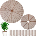 Newtay 2 Pcs Plant Pot Grid Soil Protector Covers Cuttable Flower Protector from Animals Cat Squirrel Digging Stopper Plant Pot Cover with Stake for Indoor Outdoor Gardening (20.5 +11.8 Inch,Brown)