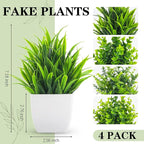 Der Rose 4 Pack Fake Plants Small Artificial Mini Faux Plants Indoor for Room Home Office Shelf Decor