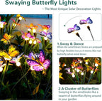 TONULAX Solar Garden Lights - 6 Pack Swaying Butterfly Light, Swaying in The Wind, Solar Outdoor Lights, Yard Patio Pathway Decoration, High Flexibility Iron Wire & Realistic Butterflies (6 Pack)