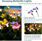 TONULAX Solar Garden Lights - 4 Pack Swaying Butterfly Light, Swaying in The Wind, Solar Outdoor Lights, Yard Patio Pathway Decoration, High Flexibility Iron Wire & Realistic Butterflies(4 Pack)