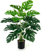 28" Artificial Monstera Faux Plant, Large Tall Indoor/Outdoor Floor Décor
