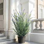 Lifelike Artificial Tall Grass Plant Indoor Outdoor Realistic Floor Plants Fake Lavender Faux Grass Plastic plantas Synthetic Pampas Grass for Home Office Wedding Patio Decor Housewarming Gift