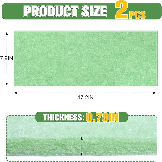 2 PCS Flower Pot Filler Insert 47.2''x 7.9'' Green Plant Pot Filler Drainage Insert Lightweight Planter Drainage Materials for Planter Indoor Outdoor Gardening Plants Container