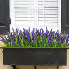 Bassion 24 Bundles Artificial Flowers for Outdoors, Fake Lavender Flowers with Monkey Grass UV Resistant Plastic Faux Plants for Outside Hanging Planter Window Box Garden Patio Front Porch Home Decor
