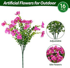 Artificial Flowers for Outdoor, UV Resistant Fake Silk Pansies Flowers, Realistic Faux Plants for Outside Indoor Porch Patio Window Box Planter Home Decor (16, Pink)