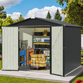 Patiowell 8x8 FT Outdoor Storage Shed, Garden Tool Storage Sheds with Sloping Roof and Double Lockable Door, Outdoor Shed for Backyard Patio Lawn, Black