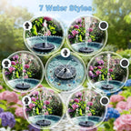 Yzert Solar Fountain with 2000mah Battery, 3-Level Adjustable Water Height, Rotating Rods, Works in Shadow, 7 Nozzles, 2026 3.5W Glass Outdoor Fountain Pump for Bird Bath, Garden, Pond, Flower Pot